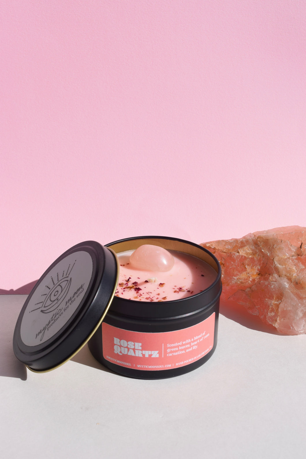Rose Quartz Crystal Candle